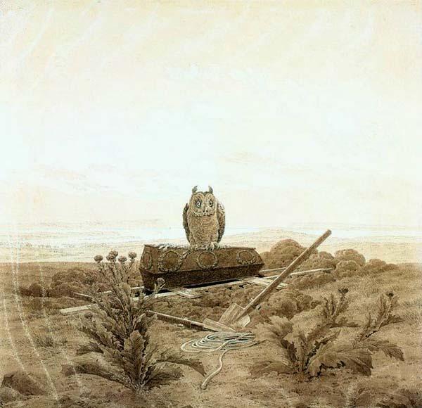 Caspar David Friedrich Landscape with Grave, Coffin and Owl France oil painting art